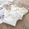 Girls Long-sleeved Shirt New Spring Girls Autumn Children's Lapel Baby Girl Shirt Lace White