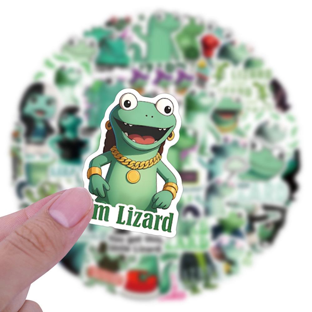 50 Lizard Meme Graffiti Stickers - Waterproof for Skateboards, Notebooks, and Water Cups