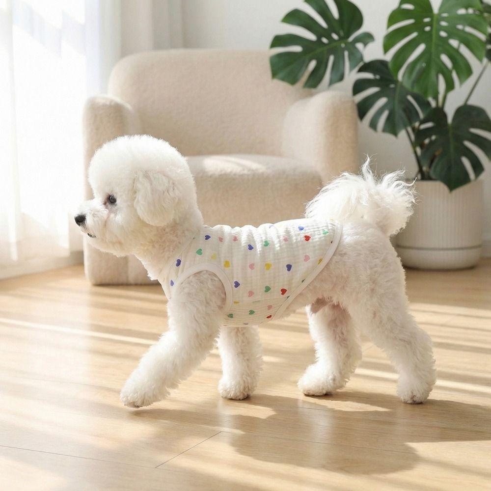 Thin Pet T-shirt Soft Cotton Dog Sleeveless Clothes Fashionable Pet Short Shirt Puppy Wear