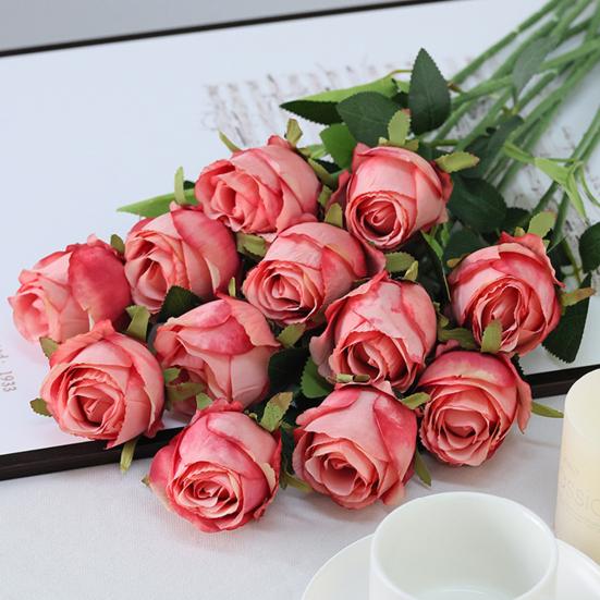 6 Pcs Artificial Rose Flowers Faux Rose Blooms with Long Stems Realistic Long-lasting Fake Roses for Wedding Home Decoration