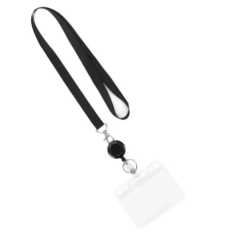 1pc Bus Card Sleeve Case Transparent Staff ID Work Card Cover with Lanyard Exhibition Name Badge Holder Neck Strap Pass Access