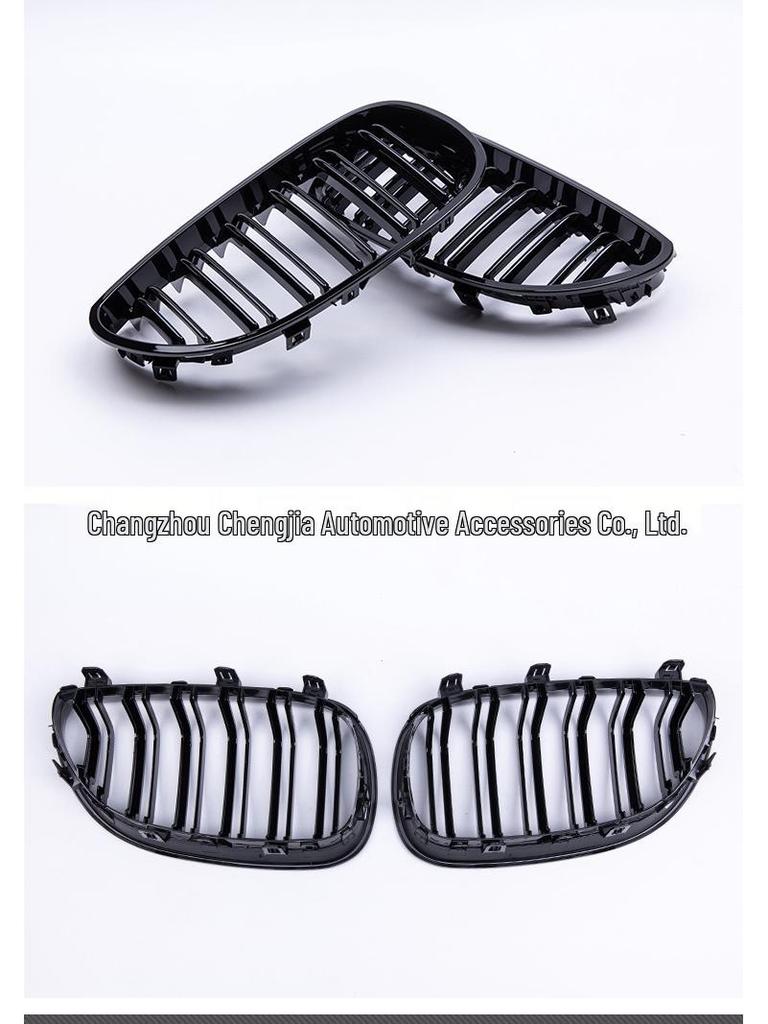 Compatible Front Grille for BMW E60/E61 5 Series – Gloss Black/Matt Black Double-Lined Design