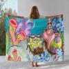 Funny S-SpongeBob Patrick Star Cartoon Flannel Blanket,Ultra Soft Warm Plush Throw for Home Bedroom Bed Sofa Cover Camping gift