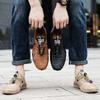 Mens Casual Leather Loafers Breathable Low-Heel Slip-On Shoes Daily Wear In Large Sizes