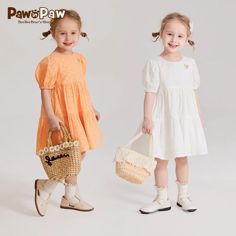 PawinPaw Girls' Cartoon Bear Summer Embroidered Princess Dress