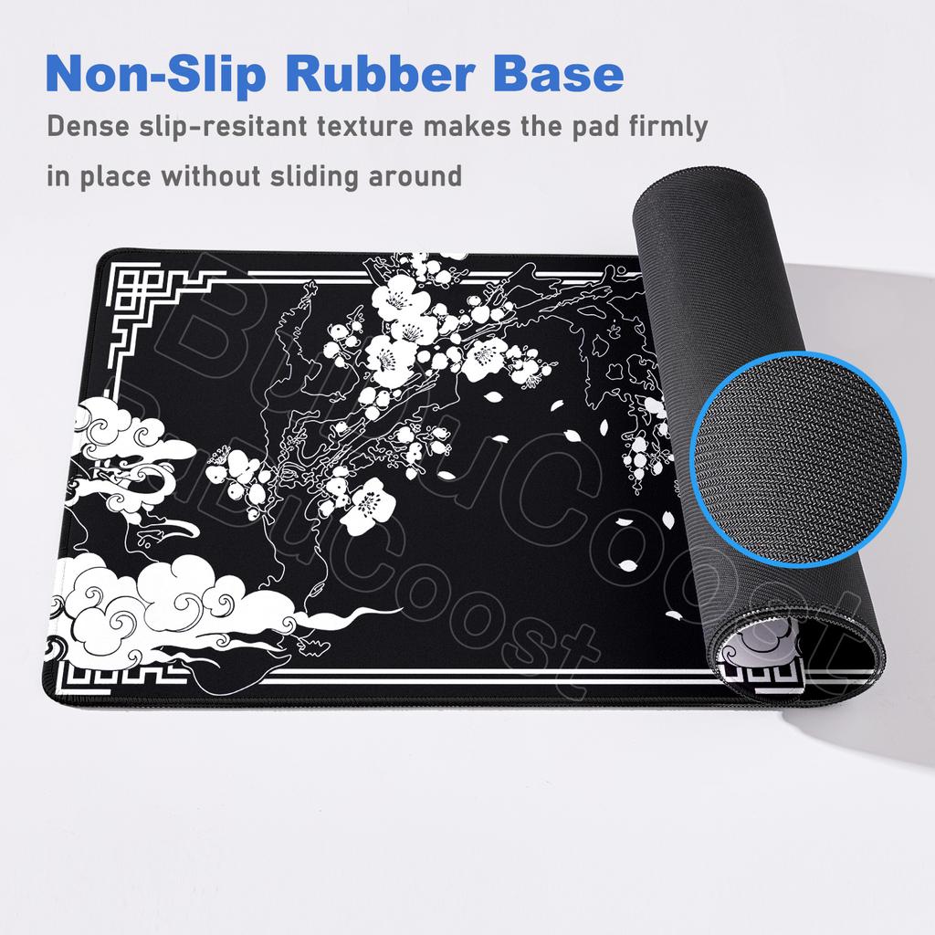 Teclado de Juego de Escritorio Nuevo Negro Flor de Cerezo para Ordenador Grande Alfombrilla de Ratón Rápida XXL Anime Oficina Alfombra Antideslizante Linda Alfombrilla de Ratón Flor de Cerezo