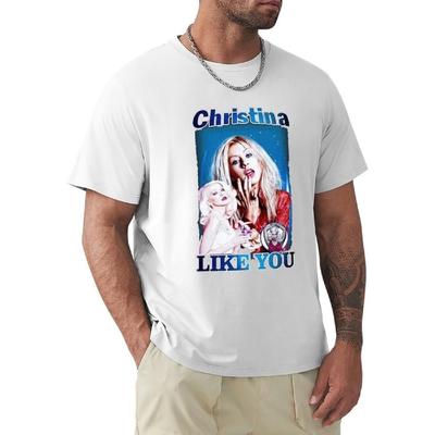 Herren T-Shirt Christina Aguilera T-Shirt Sommer Lässig Kurz Rundhals Kurzarm Oberteil