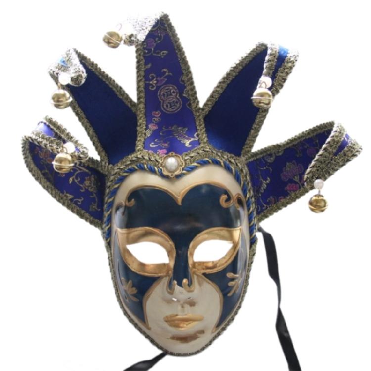 Maskenballmaske mit Glöckchen Vintage fröhliche Narrenmaske Komödienmaske Maskenball Dekoration Maske für Herren Damen Halloween