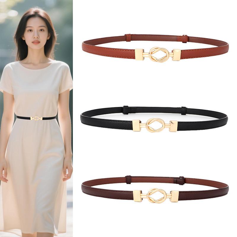 Pu Leather Minimalist Waist Belt With Metal Buckle For Office And Dresses Casual