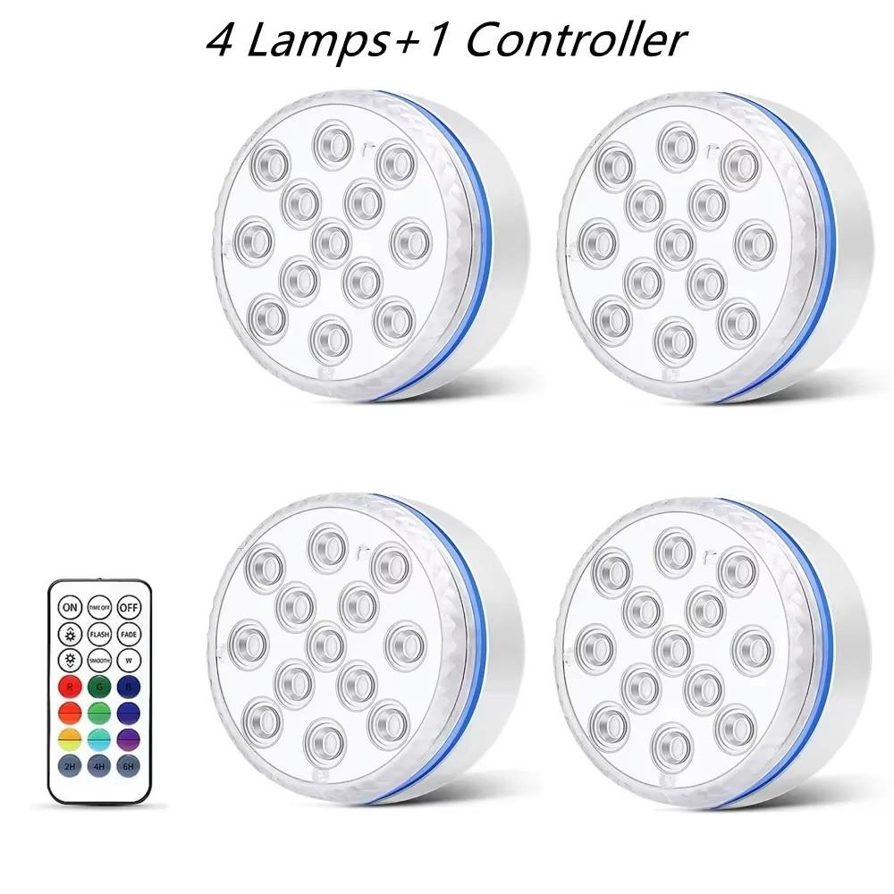 Newest Submersible 13LED Underwater Light with Remote Control Underwater Pool Light IP68 Bright Lamp RGB for Pond/Pool/Aquarium