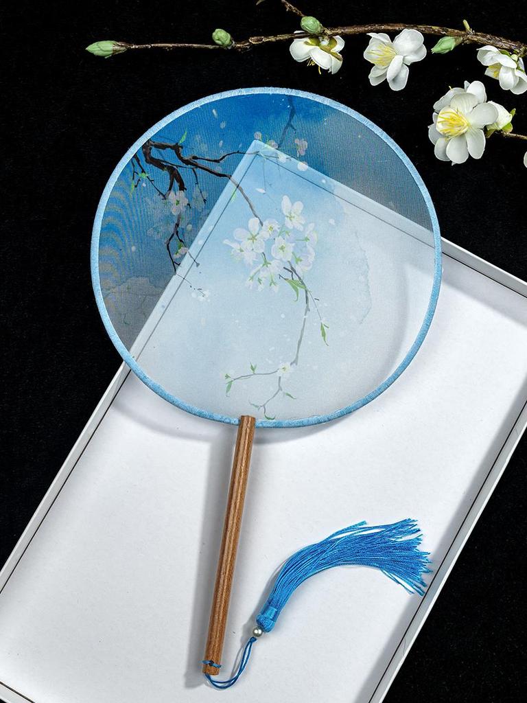 Translucent Ancient Style Round Dance Fan for Hanfu Costumes - Women's Classical Chinese Craft Fan