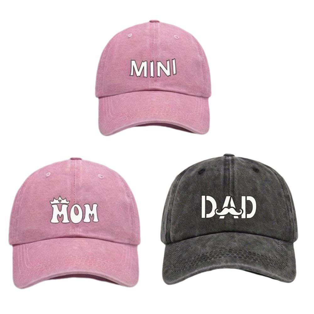 DAD MOM MINI Printed Dad Mama Mini Love Caps Washed Cotton Adjustable Embroidery Baseball Cap Outdoor Sunscreen Hats
