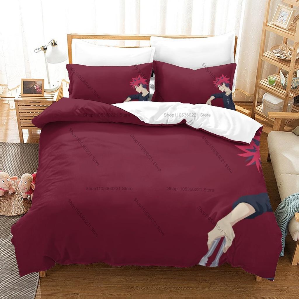 Food Wars Shokugeki no Soma Yukihira Diner Chef Characters HD Print Bedding Set Duvet Cover + 2 Pillowcases Polyester Anime Room