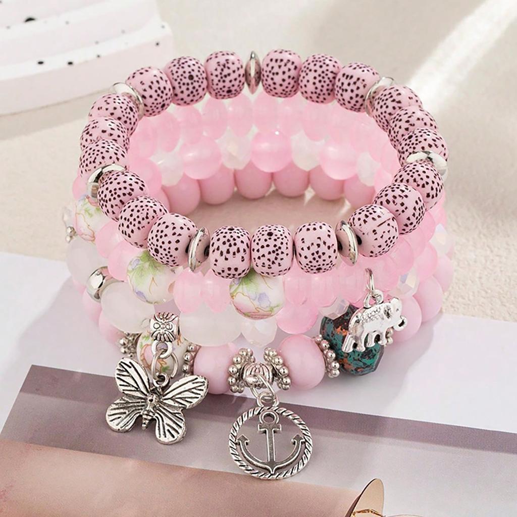 Böhmisch Chinesischer Stil Schmetterling Baby Elefant Anker Mehrschichtig Perlenarmband Damen