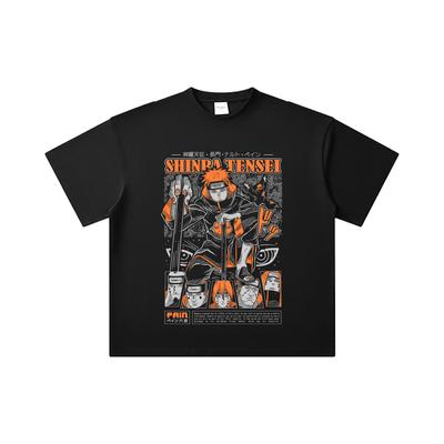 260 GSM Double Yarn 32 Count 100% Cotton Naruto V21 Pain Print Unisex Heavy Cotton T Shirt