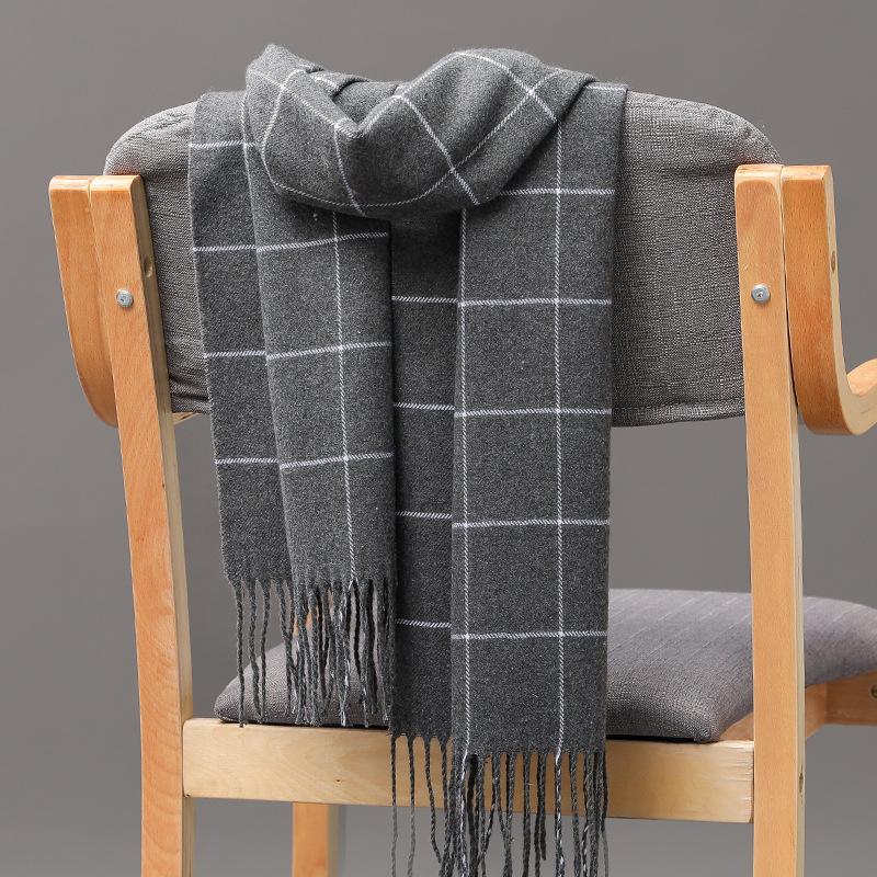 Autumn And Winter Men'S Plaid Scarf British Plaid Imitation Cashmere Tassel Couple Parent-Child Men'S Scarf