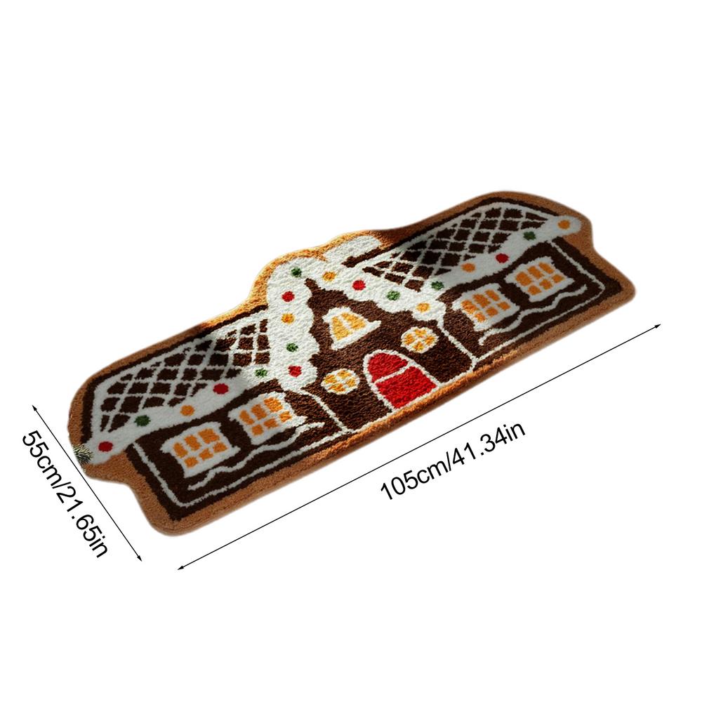 

Gingerbread House Doormat Christmas Porch Gingerbread Rug Non-slip Gingerbread Welcome Floor Mat Plush Holiday Farmhouse Floor