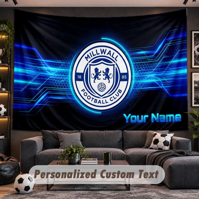 Wall Hanging Tapestry Custom NameMillwall FC Pattern Personalized Printed Fabric Wall Decor