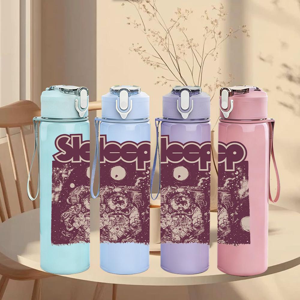 1PC Dark Maroon Vintage Floral Swirl Print 750ml Portable Sports Water Bottle Leakproof Gym Outdoor Travel Drink Cup