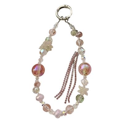 Dragonne de téléphone appareil photo perlée avec breloque numérique papillon mignonne, accessoire de téléphone tendance pour téléphones et sacs