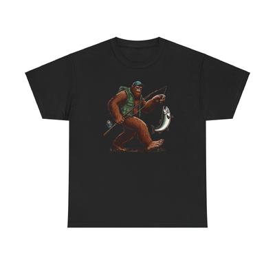 Camiseta Divertida de Pesca do Pé Grande - Camiseta Gráfica Novelty de Caça ao Sasquatch