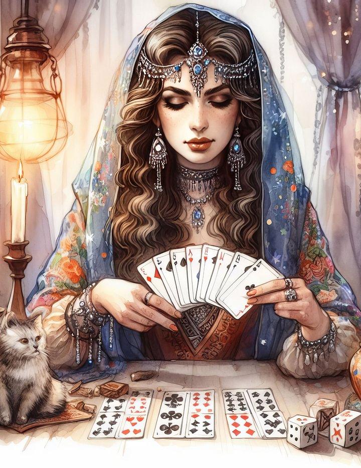 dIY 5D Diamond Painting Gypsy Girls Full Round Square Diamond Embroidery Fantasy Poker Indian Lady Mosaic Cross Stitch Kits
