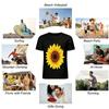 Vintage Sunflower Print Casual Short Sleeve T-Shirt Unisex Daily Top Pure Cotton T-shirt