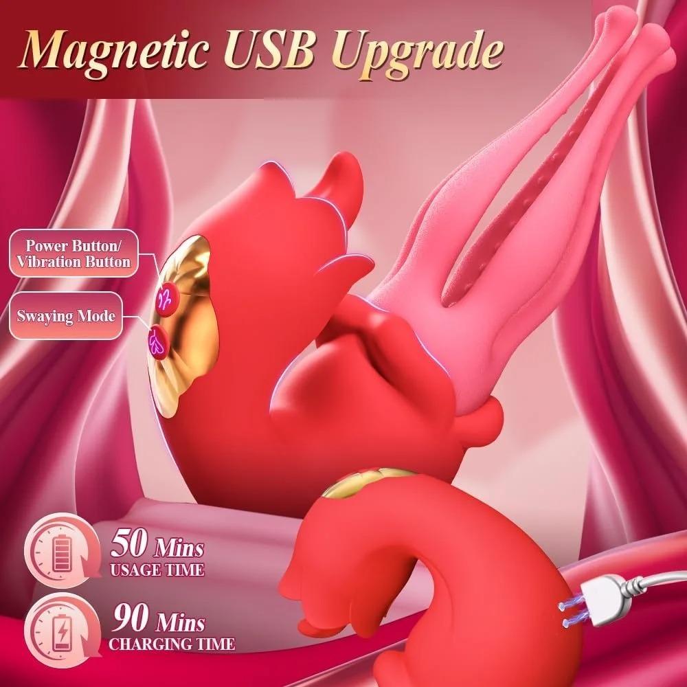 3-in-1 Waterproof Clitoral G-Spot & Nipple Vibrator - Enhanced Oral Stimulation Toy for Female Orgasm (Quick Charge)
