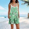 Rompers For Women Summer Casual Sleeveless Overall Comfy Loose Spaghetti Strap Romper Fashion Jumpsuit With Pockets