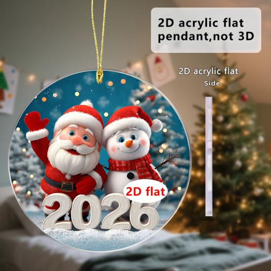 Christmas Ornament Cartoon Santa Claus Snowman Reindeer 2D Acrylic Christmas
