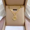 Kleine Klare Leichte Luxus Vierblatt-Blume Voll Diamant Halskette Weibliche Glückliche Schlüsselbeinkette Mit Schmuck