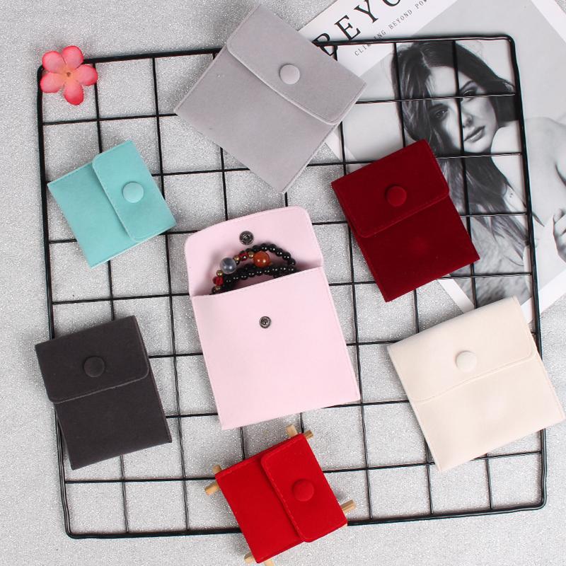 10pcs/Lot Jewellery Pouch Packaging Bag Soft Velvet Gift Bracelet Necklace Earrings Rings Storage Button Velvet Bag KTY