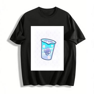 Fun Beaker Print Casual T-Shirt Unisex Loose Breathable Daily Versatile Top Pure Cotton T-shirt