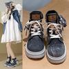 2026 New Black Canvas Shoes High Top British Style Trendy Motorcycle Boots Couple Boots