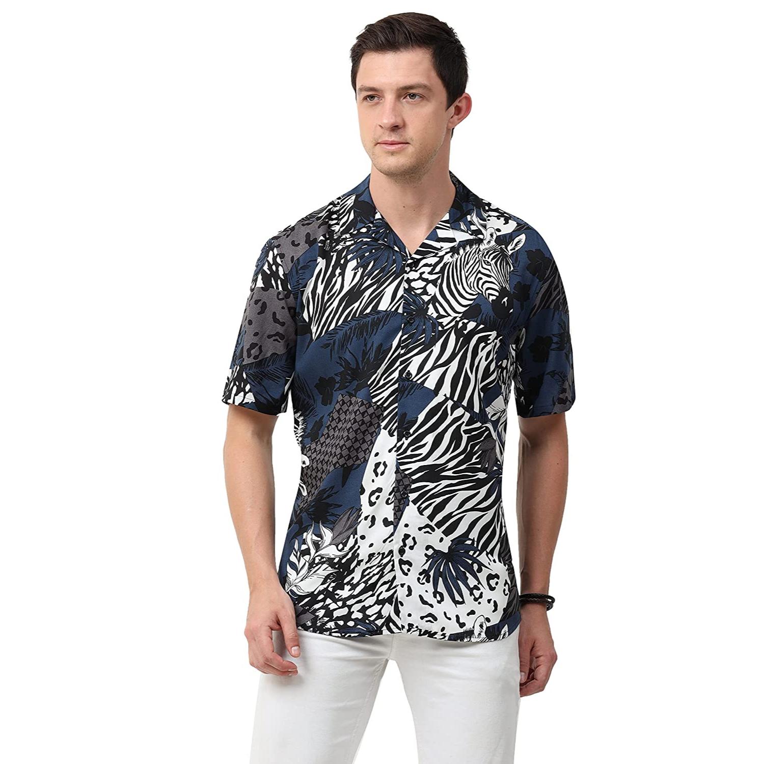 

Половина рукава Relaxed Fit Tropical Hawaiian Мужская повседневная рубашка