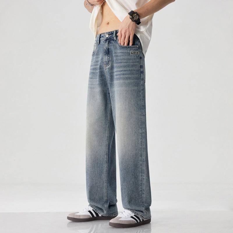 New Spring and Summer Straight Jeans Retro Loose Wide-leg Pants American Trousers