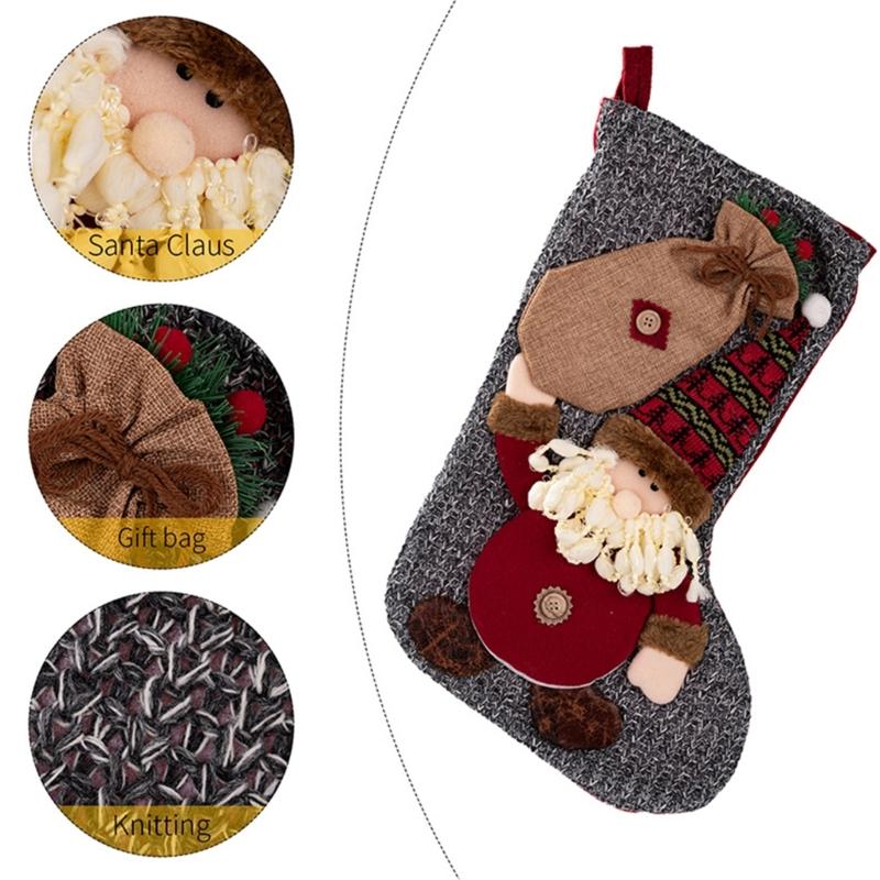 Holiday Stocking Reusable Decorative Sock for Gift Storage Sturdy Materials Christmas Decoration Simple Installation