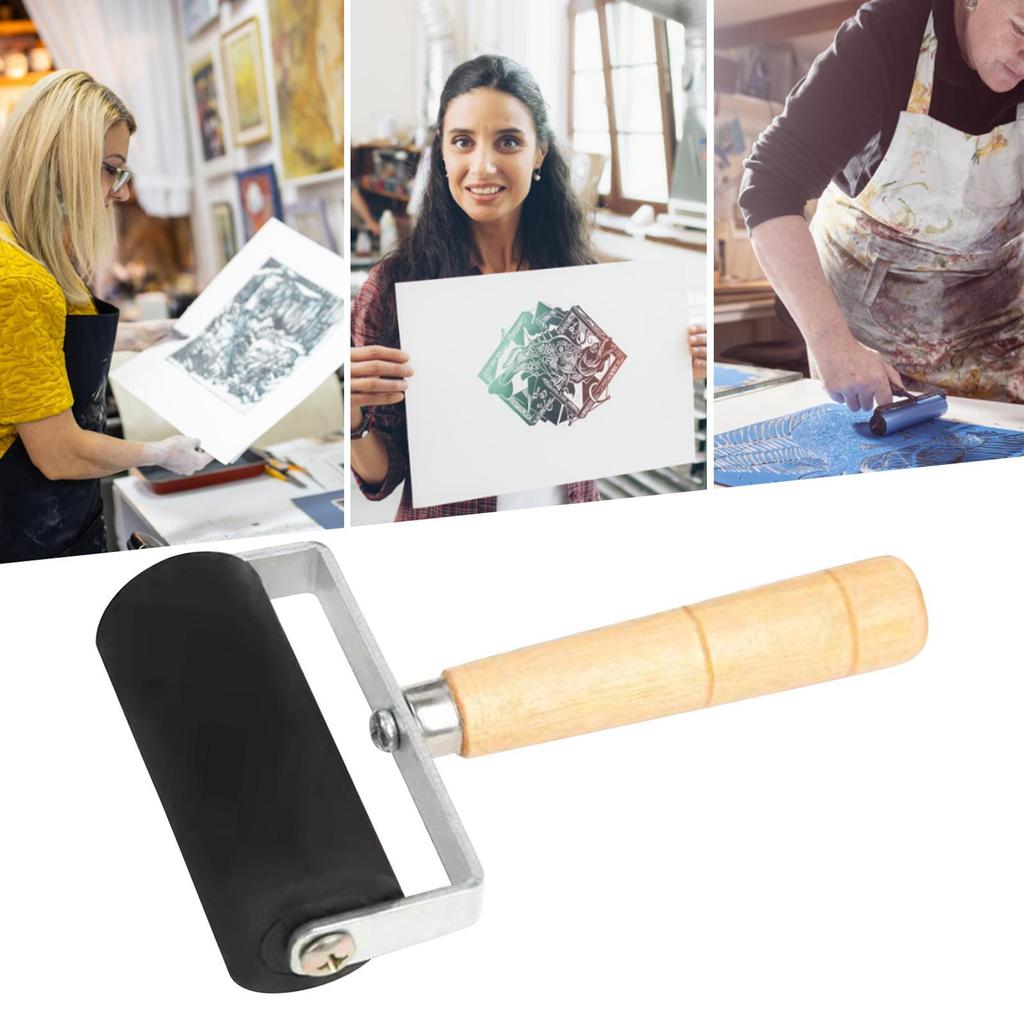 Gummiwalze Holzgriff Druckwalze Pinsel Tintenkiller Kunsthandwerk Malwerkzeug Druckwerkzeug Kleine Gummirolle