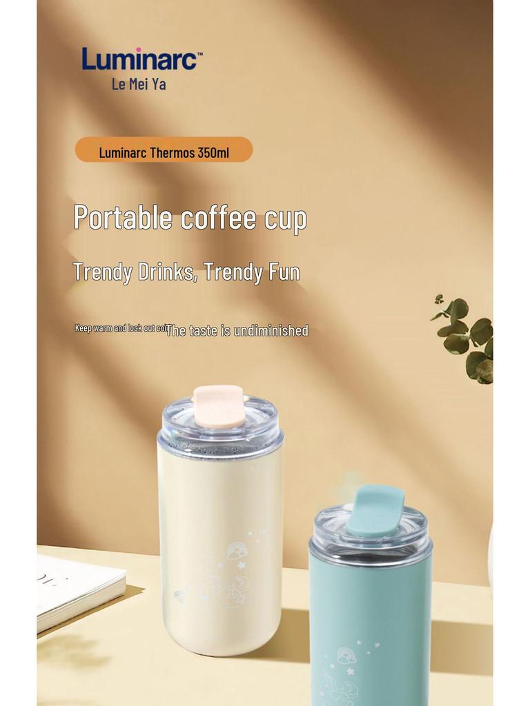 Luminarc Stainless Steel Thermal Travel Mug for Students, Home, Office - Unisex Portable Coffee Cup