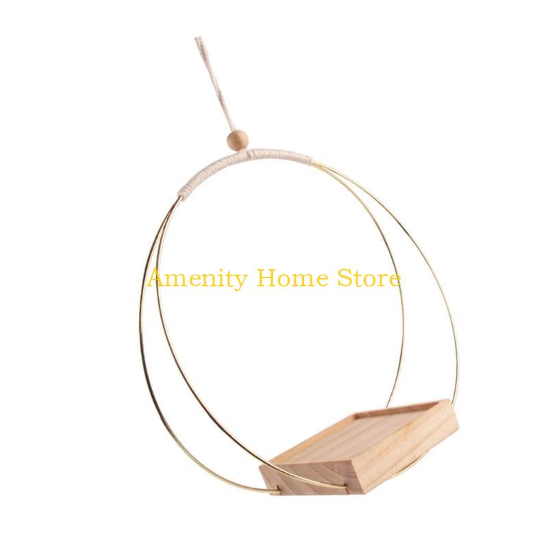 F26C Wood Hanging Basket Flower Pots Hanger Hanging Plant Wood Hanging Basket Rack for Indoor Outdoor Garden Decorations