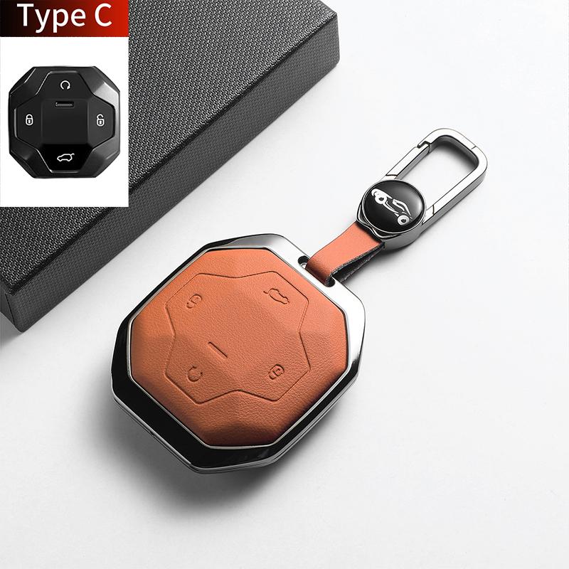 For Chery Jetour Traveller 2023 2024 Jetour T2 T1 Freedom Leather Metal Car Key Case Cover Fob Key Shell Decorative Accessories