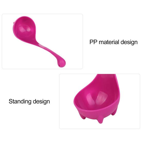 Oală de supă drăguț în formă de dinozaur, anti-alunecare, mâner lung, verticală, ustensile de calitate alimentară, din silicon, lingură de servire, linguriță, accesorii de bucătărie