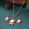 Fashion Santa Claus Necklace Pendant Stud Earrings Set Girl Cute Earrings Exquisite Jewelry Lover Couple Gift Necklace Earring Set Combination