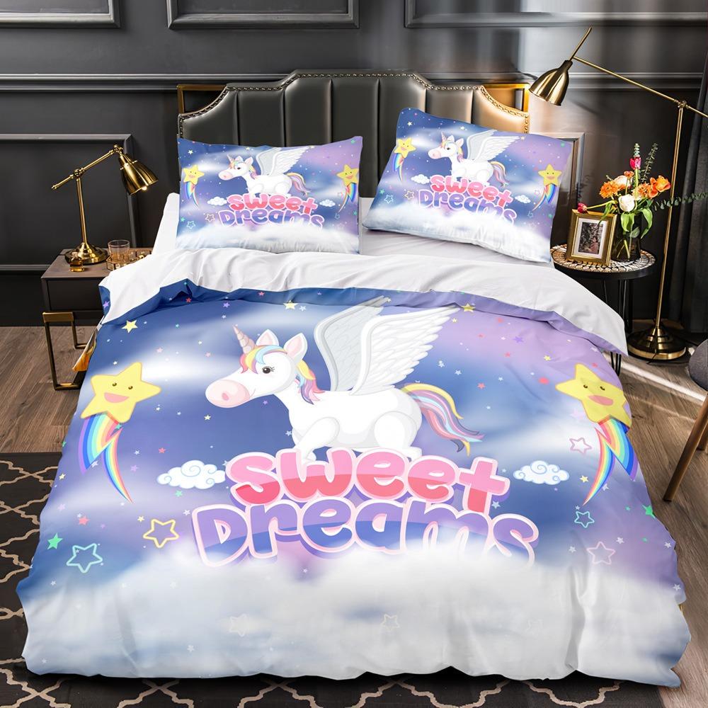 Magical Unicorn Bedding Sets Quilt Bed Cover Comforter Duvet Cover Pillow Case 2-3 Pieces Sets Kids Adult Bedroom Decoration