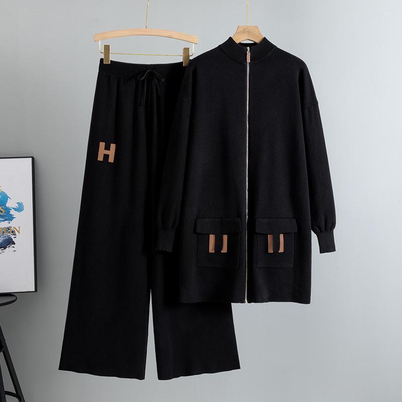 Women's Autumn Chic Knit Cardigan & Wide-Leg Pants Two-Piece Set