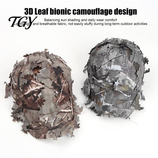 Tactical Gear Camouflage Hat 3D Leafy Cap, Hunting Hat, Adjustable Jungle Breathable Outdoor Cap Camo for Men, Turkey Hunting, Training Comfortable