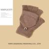 Korean-Style Half-Finger Cute Flip Gloves for Women - Imitation Cashmere, Autumn/Winter Warm Knitted Wool
