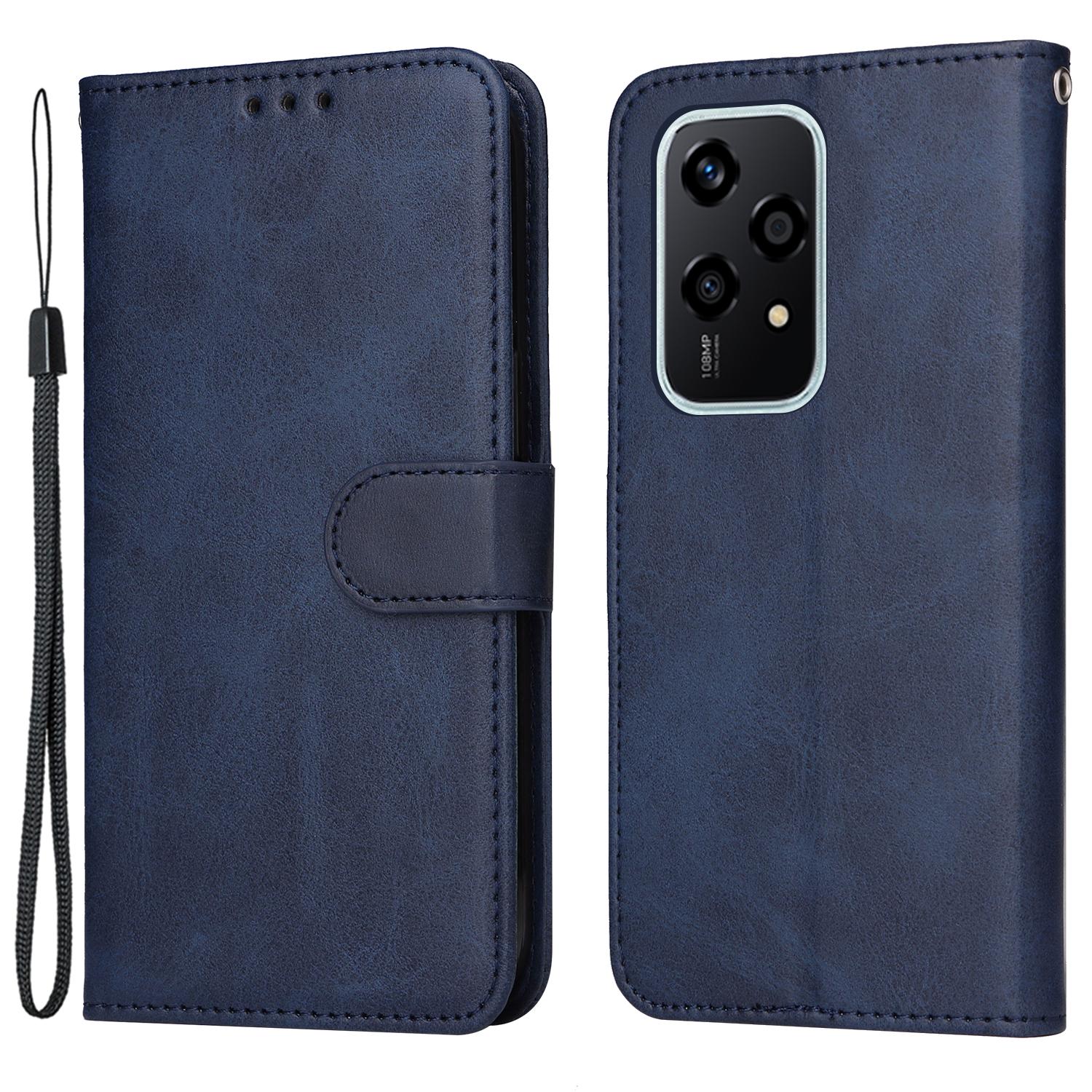 

For Honor 200 Lite Case Calf Texture Leather Wallet Card Slots Magnetic Buckle Phone Cover Blue