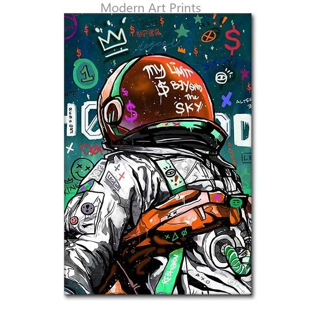 Cool Space Astronaut Canvas Painting Street Graffiti Posters and Prints Wall Art Pictures For Living Room Home Decor Unframed