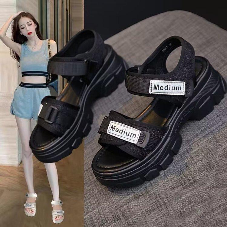 Platform sandals women's summer 2025 new muffin soft sole heightening women's shoes versatile sports fashion beach shoes